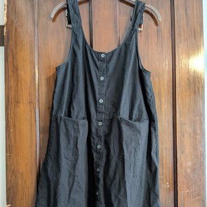 Black Gudrun Sjoden Apron Dress Size S Cotton Linen